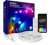 Ruban LED 10m Bande LED 5050 RGB+IC pour LED Chambre avec Télécommande 40 Touches et Contrôle via APP Bluetooth IC 10M Rgb