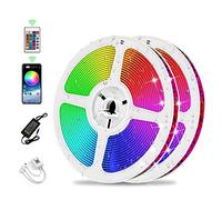 Ruban LED, 10M RGB IP65 Étanche Bande LED Lumineuse avec Contrôleur Bluetooth et APP, Synchroniser avec Rythme de Musique Multicolore Bande LED Lumineuse pour Intérieure et Extérieure Décor