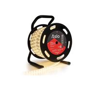 ASLO - Ruban LED 25m 12W sur Enrouleur - Guirlande Lumineuse Blanche 4000K - pour Intérieur Extérieur Façade Maison Evènement