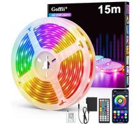 Ruban Led, 15m Led Chambre, Bande Led Lumineuse Contrôlé par APP Bluetooth ou Télécommande 44 Touches, Synchroniser avec Rythme de Musique, RGB Bandeau Led pour Decoration Chambre, Gaming