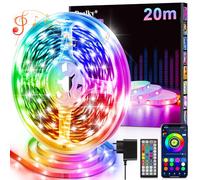 Ruban LED, 20M Flexible RGB Bande LED Decoration Chambre, Bluetooth App Contrôle Synchroniser avec Rythme de Musique, Led Chambre pour Gaming Room, Plafond, Mariage, Fête, Cuisine, TV, Bureau