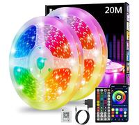 Ruban Led 20m, Led Chambre, Bande Led Lumineuse Contrôlé par APP Bluetooth ou Télécommande 44 Touches, Synchroniser avec Rythme de Musique, RGB Bandeau Led pour Decoration Chambre, Gaming (2 * 10m)