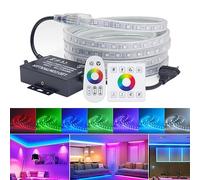 Ruban LED 220V, Bande LED Flexible 5050 SMD RGB 60 LEDs/M, IP67 Etanche Télécommande tactile & panneau tactile Bande Strip pour Exterieur Intérieur Décoration,5M