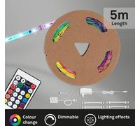 Ruban LED 5 mètres BRILONER LEUCHTEN LED SUPERLINE, 24 W, IP20, blanc, plastique, dimmable, avec télécommande, autocollant, 500 x 1 x 0,3 cm
