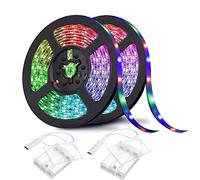 Ruban LED a Pile 4M,Bande LED,Sunboia 2x2m/120 LED SMD 5050 RGB IP65 Étanche Bande Kit Bande Lumineuse Flexible Peut-Découpé Clignotant au Néon Noël Déco Soirée Fête Mariage Vitrine