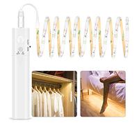 Ruban LED avec Détecteur de Mouvement, 2M Bande LED Pile Auto-Collante, Ruban LED Étanche IP65, Bande Lumineuse Blanc Chaud 6000K, LED bande lumière Alimentée par Batterie pour Armoire, Escaliers