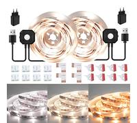 Ruban LED Blanc Chaud avec Detecteur de Mouvement, 6M Dimmable 2700-6500K Bande LED Autocollant Super Lumineuse, Fonction de Minuterie, pour Chambre, Vitrine, Escalier, Cuisine Décoration Maison DIY