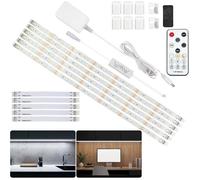 Ruban LED Blanc Froid 3 Mètres, Bande Lumineuse Sous Armoire de Cuisine Kit d'Éclairage LED avec Télécommande RF pour Vitrine