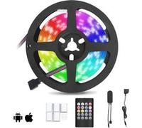 Ruban LED Bleutooth 5M 5050 RGB Bande 150 LEDs Multicolore 28 Modes IP65 Étanche, Dimmable, Peut-Découpé noir G