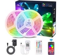 Guirlande lumineuse intérieur GENERIQUE Ruban LED Bluetooth 20M / 600 LEDs, Dingfly5050 Kit de Bande LED RGB 2×10M 65.6Ft Musique Sync Contrôlé par APP du Smartphone avec Récepteur IR