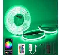 Ruban LED COB 24 V 10 m RGBW dimmable avec télécommande et bloc d'alimentation Bande LED COB RGB+blanc chaud 3000 K, contrôlable via application, compatible avec Alexa et Google Home