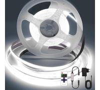 Ruban LED COB 3 m, 24V Bande Chambre Blanc Froid 6500K, 320LEDs/m Flexible LED TV 8mm de large, avec Telecommande et Alimentation, Adhésif Reglette LED pour Cuisine,Armoire,Miroir,Fête DIY Decor