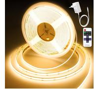 Ruban LED COB 5M 3000K Blanc Chaud,1600LEDs,CRI 93+,Flexible & Découpable,Télécommande,Décoration Maison,Cuisine,Chambre