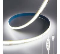 Ruban LED COB USB 5V 2M Blanc Froid 6000K, Bande LED Dimmable Découpable Bandeau Lumineuse LED Flexible pour Chambre