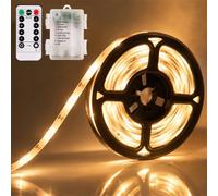Ruban LED, LED Chambre 2m, Bande LED Lumineuse Contrôlé, Lumiere Led avec Télécommande, Batterie Bandeau Led Decoration, Résistant à l'eau LED Chambre Decoration pour Maison Cuisine, Mariage, Fête