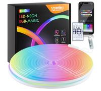 Ruban Led Neon 10m, 5V RGB avec IC LED Étanche Flexible Neon Rope Lights avec Contrôleur, APP Contrôle Intelligent, Synchronisation de la Musique,pour Chambre, Salon et Décoration Extérieure