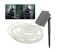 Ruban LED Outdoor, DINOWIN Énergie Solaire 16.4ft / 5M SMD2835 100 LED Etanche Bande LED Flexible Lumineux Strip Light pour Decoration Chambre, théâtre, fête, Noël (Blanc)