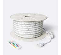Ruban Led Rgb 220v Smd 60 Led/M Bobine 50m 9,5w/M Largeur 14,5mm Coupe 100cm Ip65 Avec Télécommande Rgb