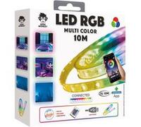Ruban LED RGB XL Geek Monkeys 10 m avec revêtement en silicone + Télécommande + App à télécharger Jaune, Vert, Bleu, Mauve, Blanc E