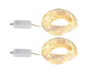 Ruban LED Salon Chaîne lumineuse 8 modes Noël, transparent, USB-C, 200x LED blanc chaud, 2x L 10 m 