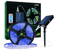 Ruban LED Solaire Extérieur, 5m 280 LEDs Bande LED IP67 Étanche, Lumières LED Bleue avec Télécommande, 8 Modes d'Eclairage 2835 SMD Guirlande Lumineuse pour Arbres de Jardin Noël