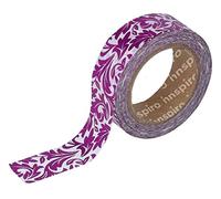 Ruban masking tape Washi Foil arabesques rose 15 mm x 10 m Série Metal