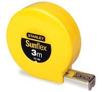 STANLEY 0-32-189 Mesure 3 M X 12,7 mm Sun Flex Fabriqué en France - Ruban en Acier Laqué - Boitier Abs Antichocs - Retour Automatique du Ruban - Crochet Coulissant et Position du Zéro Réel