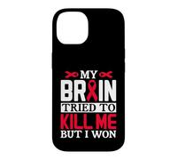 Ruban Motif My Brain Try to Kill Me But I Won Coque pour iPhone 14