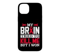 Ruban Motif My Brain Try to Kill Me But I Won Coque pour iPhone 14 Plus