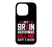 Ruban Motif My Brain Try to Kill Me But I Won Coque pour iPhone 14 Pro