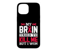 Ruban Motif My Brain Try to Kill Me But I Won Coque pour iPhone 15