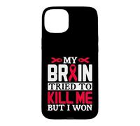 Ruban Motif My Brain Try to Kill Me But I Won Coque pour iPhone 15 Plus