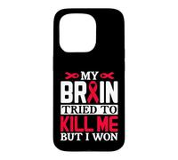 Ruban Motif My Brain Try to Kill Me But I Won Coque pour iPhone 15 Pro