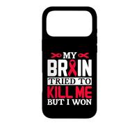 Ruban Motif My Brain Try to Kill Me But I Won Coque pour iPhone 17 Pro Max