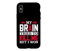 Ruban Motif My Brain Try to Kill Me But I Won Coque pour iPhone X/XS