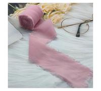 Ruban Mousseline Ruban en mousseline de soie vert, 5 mètres large, 3.8 Cm, for Bouquet fleurs, décoration enveloppante, bord effiloché pour Invitations de Mariage(Dark gray)