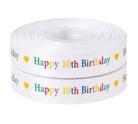 Ruban multicolore Happy 10th Birthday 25 mm x 2 m pour emballage cadeau et