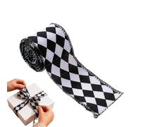 Ruban Noir Et Blanc Avec Fil Métallique,Décoration Saisonnière Pour La Maison | Ruban De Décoration Pour Sapin De Noël,pour Couronnes de Noël Mariage Faveurs de Fête Scrapbooking Enseignants d'Art Pas