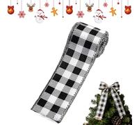 Ruban Noir Et Blanc Avec Fil Métallique,DIY Décoration Maison - Ruban De Décoration Pour Sapin De Noël,pour Cheminées Enseignants d'Art Passionnés Cadeaux de Mariage Fabrication de Nœuds Décorateurs