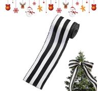 Ruban Noir Et Blanc Avec Fil Métallique DIY Décoration Saisonnière | Ruban De Décoration Pour Sapin De Noël pour Couronnes de Noël Mariage Faveurs de Fête Scrapbooking Enseignants d'Art