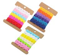 Ruban Ondulé,RoadLoo Lot de 3 Ruban de Dentelle S en Tissu Dentelle Couleur Zigzag Ruban Garniture DIY Accessoires de Vêtements Garniture Bricolage Fait à la Main Matériel Tissu Cheveux Accessoires