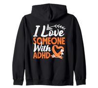 Ruban Orange avec flèche et cœur « I Love Someone with ADHD Awareness » Sweat à Capuche