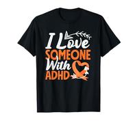 Ruban Orange avec flèche et cœur « I Love Someone with ADHD Awareness » T-Shirt