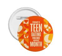 Ruban orange pour la sensibilisation à la violence dans les relations amoureuses chez les adolescents, broches rondes, badges, autocollants, panneau, badge en métal, décoration
