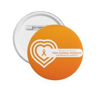 Ruban orange pour la sensibilisation à la violence dans les relations amoureuses chez les adolescents, broches rondes, badges, autocollants, panneau, badge en métal, décoration