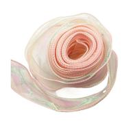 Ruban Organza queue de poisson 40mm 30Yards, ruban réfléchissant irisé à bord ondulé for envelopper des rubans de Voile for Bouquet d'arc à faire soi-même(Champagne)