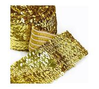 Ruban Paillette Bande élastique en dentelle à paillettes, 1/2/3/4/5M, 75mm, for décoration de robe danse, ruban for vêtements, sangle extensible, accessoires couture, bricolage(Gold,75mm-2Meters)