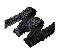Ruban Paillette Tissu extensible en dentelle à paillettes noires, 3cm, ruban d'habillage élastique, tendues, bricolage, couture, couvre-chef, accessoires for vêtements, 1 mètre pour Vêtements