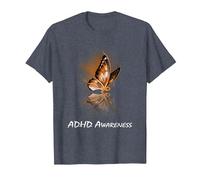 Ruban Papillon pour la Sensibilisation à la TDAH T-Shirt, Homme, Bleu Chiné, S