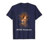 Ruban Papillon pour la Sensibilisation à la TDAH T-Shirt, Homme, Bleu Marine, 5XL